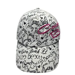 Lucky 777 Cocoa Beach FL Graffiti Trucker Hat White Pink‎ Mesh Snapback Cap